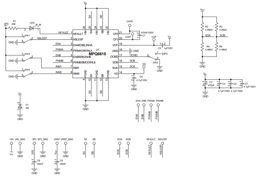Schematic - Monolithic Power Systems (MPS) EVQ6615-QK-00A Evaluation Board